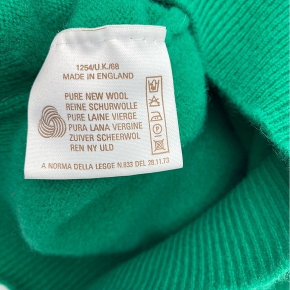 Alan Paine Vintage Green V-Neck Lambswool Sweater Long Sleeve UK Size 44 England - Picture 6 of 7